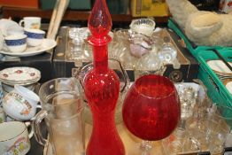 TWO TRAYS OF GLASSWARE (TRAYS NOT INCLUDED)