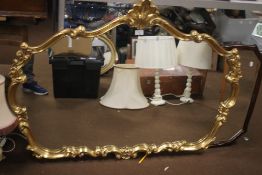 A LARGE GILT MIRROR APPROX. 122 X 90 CM