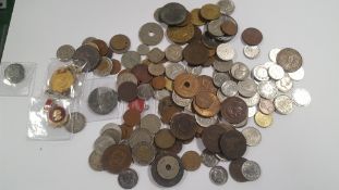 A COLLECTION OF COINS AND A SHREWSBURY EDUCATION MEDAL