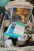 A TRAY OF CERAMICS ETC. TO INCLUDE BOYS OWN MAGAZINES (TRAY NOT INCLUDED)