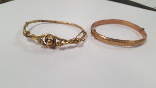 TWO ANTIQUE 9 CT GOLD BANGLES A/F