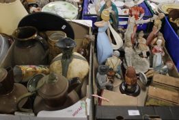 TWO TRAYS OF CERAMICS TO INCLUDE CONTINENTAL STYLE FIGURES (TRAYS NOT INCLUDED)