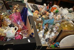 THREE TRAYS OF CERAMICS AND GLASSWARE (TRAYS NOT INCLUDED)