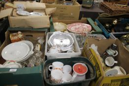 SEVEN BOXES OF CHINA AND GLASSWARE (TRAYS NOT INCLUDED)