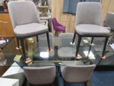 A MODERN SET OF SIX UPHOLSTERED DINING CHAIRS