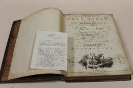 A LARGE ANTIQUE HOLY BIBLE