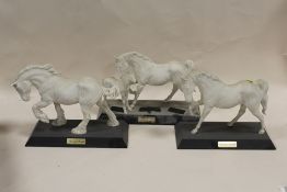 THREE MATTE FINISH BESWICK HORSE FIGURES ON PLINTHS COMPRISING OF 'SPIRIT OF EARTH', 'SPIRIT OF