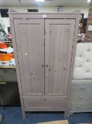 A MODERN GREY SMALL CHILDS WARDROBE H 171, W 80 cm, D 51 cm
