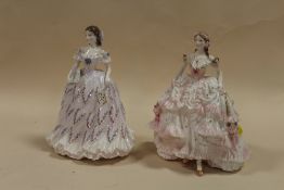 TWO ROYAL WORCESTER FIGURES COMPRISING OF GOLD STAMPED 'THE LAST WALTZ' AND 'ROYAL DEBUT'