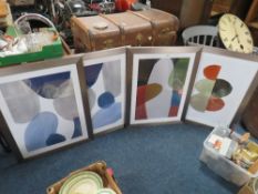 A SET OF FOUR MODERN FRAMED ABSTRACT PRINTS 90 X 70 cm (4)