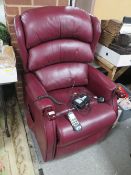A BURGUNDY RISE / RECLINE ELECTRIC HSL ARMCHAIR