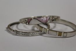 THREE STERLING SILVER BANGLES APPROX WEIGHT - 47.6G
