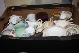TWO TRAYS OF ASSORTED CERAMICS TO INCLUDE ROYAL ALBERT, POOLE TOGETHER WITH A TRAY OF CUT GLASS (3)
