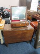 A GEORGIAN MAHOGANY DROPLEAF TABLE AND A DRESSING MIRROR - A/F (2)