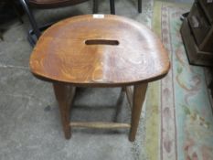 A MODERN OAK LOW STOOL