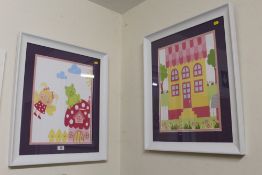 A PAIR OF MODERN FRAMED AND GLAZED CHILDRENS BEDROOM / NURSERY PRINTS (2)