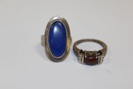 TWO VINTAGE SILVER DRESS RINGS