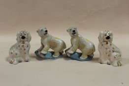 TWO WADE BLOW UP POLAR BEAR FIGURES TOGETHER WITH A PAIR OF BESWICK SPANIEL FIGURES