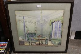 A FRAMED AND GLAZED WATERCOLOUR ENTITLED ARROWSMITH HALL BY C MUMFORD