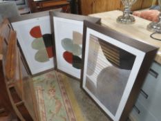 THREE MODERN FRAMED ABSTRACT PRINTS, 90 X 70 cm (3)