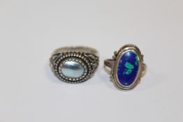 TWO VINTAGE SILVER DRESS RINGS