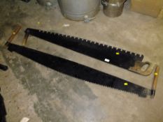 TWO LARGE CROSS BAND SAWS
