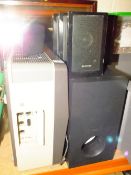 A PHILLIPS REEL TO REEL PLAYER TOGETHER WITH A SONY SPEAKER