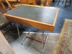 A VINTAGE CHILDS DESK, W 64 cm TOGETHER WITH A CHAIR