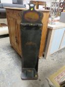 AN OLD PAINTED STAND WITH PHEASANT DESIGN, H 123 cm