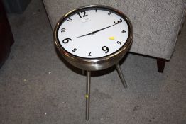 AN UNUSUAL MODERN OCCASIONAL TABLE WITH CLOCK INSERT TO TOP