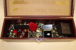 A BOX OF ASSORTED DRESS RINGS ETC