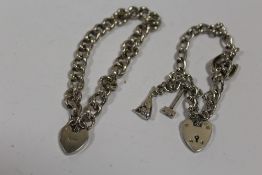 TWO HALLMARKED SILVER BRACELETS, APPROX WEIGHT 43.3G