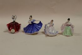 FOUR SMALL ROYAL DOULTON FIGURINES TO INCLUDE KAREN, NINNETTE ETC.