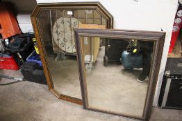 AN OCTAGONAL WALL MIRROR, TOGETHER WITH ANOTHER (2)