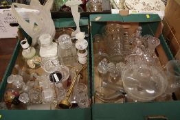 TWO TRAYS OF ASSORTED GLASSWARE TO INCLUDE SWAROVSKI STYLE EXAMPLES