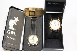 THREE WRISTWATCHES TO INCLUDE KANGOL AND SEKONDA EXAMPLES