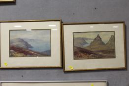 A PAIR OF FRAMED AND GLAZED WATERCOLOURS DEPICTING RURAL COASTAL SCENES