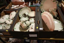 THREE TRAYS OF ROYAL DOULTON COUNTESS TEA AND DINNERWARE TO INCLUDE TUREENS. DINING PLATES, MEAT
