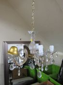 A DECORATIVE CRYSTAL FIVE BRANCH CHANDELIER H 34 cm