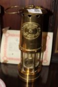 A BRASS THOMAS & WILLIAMS CAMBRIAN MINERS LAMP WITH CERTIFICATE OF AUTHENTICITY