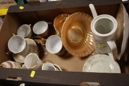 A TRAY OF ASSORTED CHINA TO INCLUDE ROMANIAN CHINA ETC.