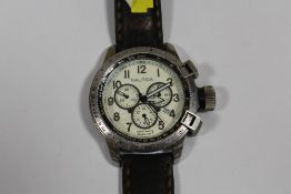 A GENTS NAUTICA WRISTWATCH ON LEATHER STRAP