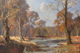 ? JAMESON. Impressionist wooded river landscape, signed and dated 1938 lower right, oil on canvas,