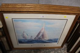 A SET OF FOUR FRAMED AND GLAZED LEGENDARY YACHTS OF RACING PRINTS