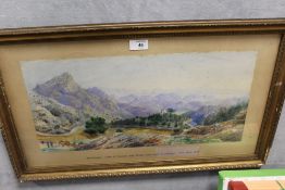 (XIX). Extensive mountainous wooded landscape with horses, cart and figures 'Montenegro Lake of