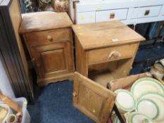 TWO OLD PINE BEDSIDE CABINETS - ONE DOOR DETACHED (2)