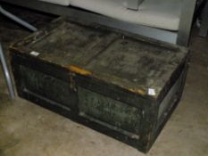 A VINTAGE WOODEN TRUNK A/F
