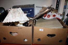 TWO TRAYS OF ASSORTED HOUSEHOLD SUNDRIES TO INCLUDE A BESWICK HORSE A/F