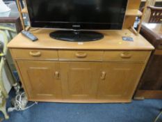 A LIGHT OAK ERCOL STYLE SIDEBOARD A/F, W 121 CM
