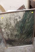 A FRAMED AND GLAZED ABSTRACT PRINT SIGNED JORGE MACHOLD VERSO